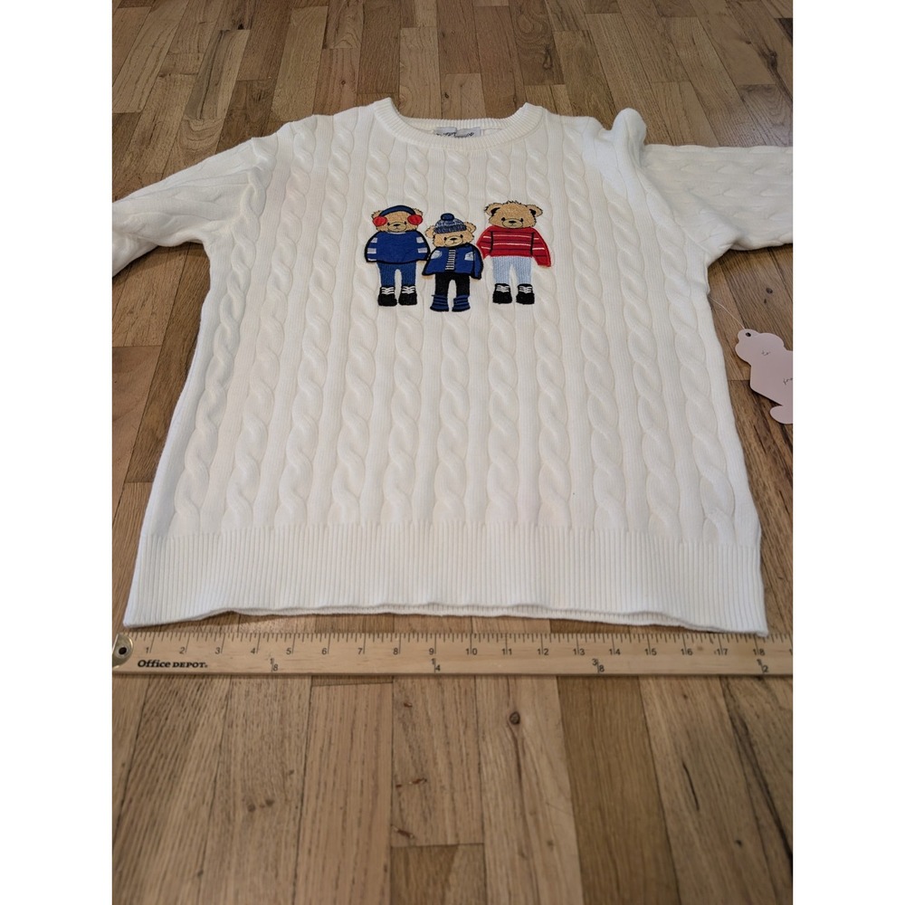 Teddy Bear Cable Knit Sweater Jumper Womens Medium Cozy Super Soft Urban Weekend - Picture 8 of 16